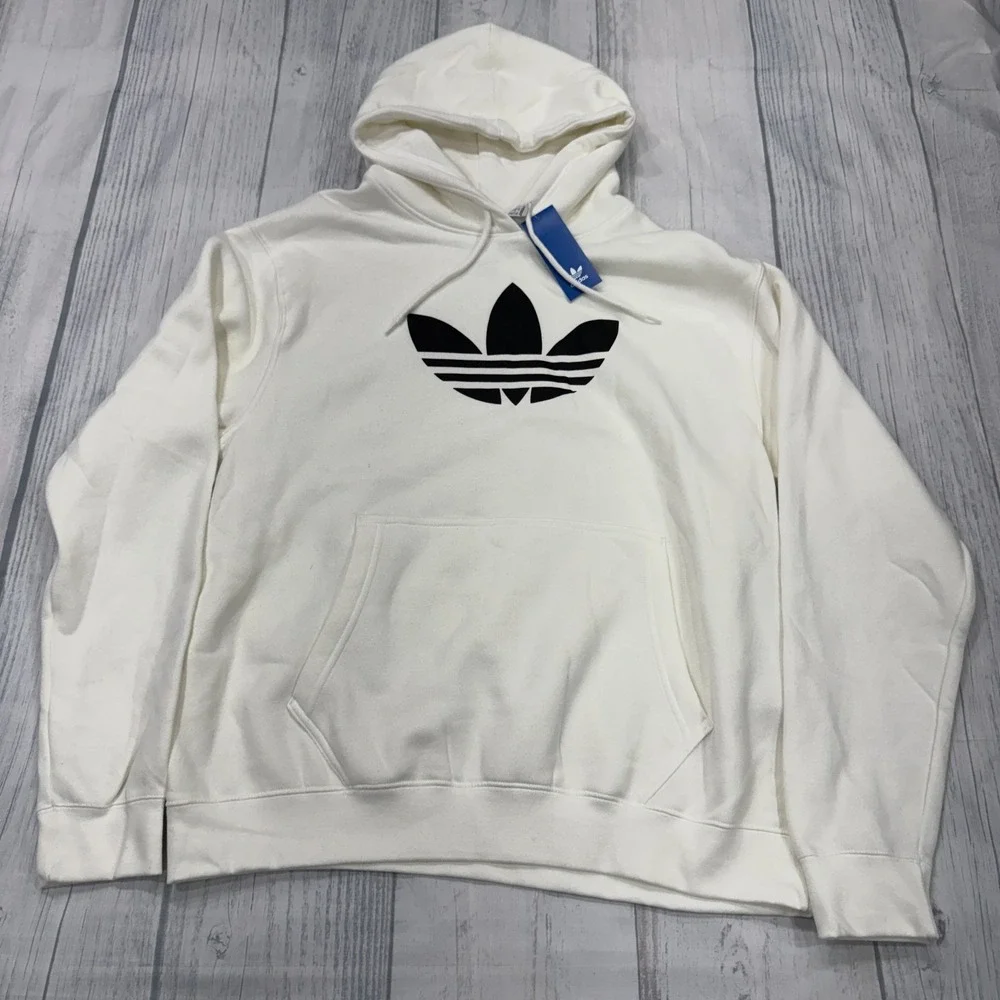 NWT Adidas‎ Big Trefoil Logo Hoodie XL Mens White Retro